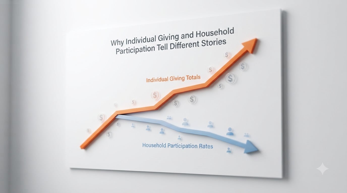 Why Individual Giving and Household Participation Tell Different Stories